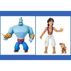 NEW~DISNEY STORE ~ALADDIN WITH ABU &  GENIE SET TOYBOX  ACTION FIGURE